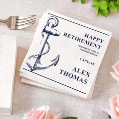 Custom Retirement Napkins Personalized Anchor Captain Party SATTNA0703