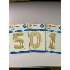 321 Party Gold Foil Number Balloons 501 34 Inch Air Helium Set of 3
