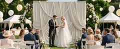 10x10ft Wrinkle Beige Backdrop Curtains for Parties, 2 Panels 5x10ft Silky