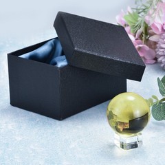1Set 50mm/2″ K9 Crystal Ball Decorative Ball w Box and Crystal Stand Yellow