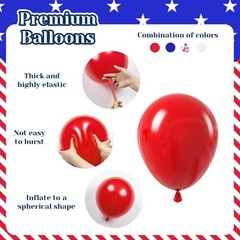 60 Pcs 12 Inch Red White Blue Balloons Patriotic 4th of July Party Decor