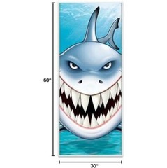 Luau Pirate SHARK ATTACK DOOR COVER Tropical Fish Ocean Backdrop Wall Decoration