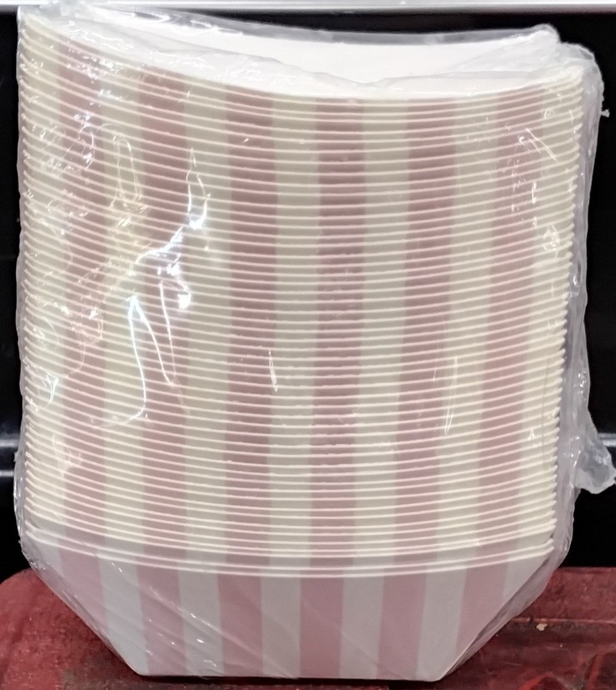 50 RESTAURANTWARE BIO TEK 2X.75X1.25 INCH PAPER BOATS PINK AND WHITE, 2 ONCE