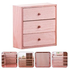 Mini Doll House Bookcase Playset Accessories – Miniature Wood Bookshelf & Cab…