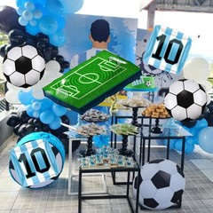 Number 10 Soccer Star Balloon Set – 4 Blue and White National Team Jersey Bal…