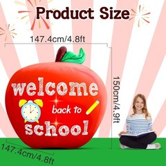 Cute Apple Inflatable Decoration: 4.9FT – Bright LED & Waterproof for Classrooms