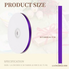 1/4 Inches x 50 Yards Satin Ribbon Roll Gift Wrapping Ribbon, Purple
