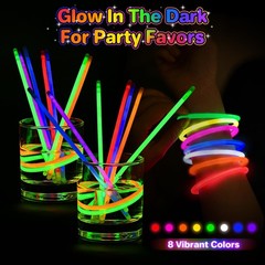 100 PCS Glow Sticks Bulk Party Favors, 8″ Glow in the Dark Party Supplies, Light