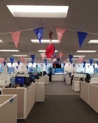 12-PC Red White Blue Hanging Tissue Paper Fans Patriotic Decor 8″-16″Dia #954