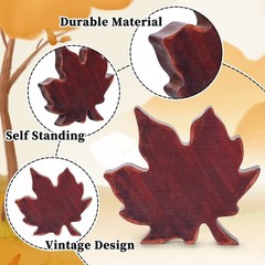Whaline 3Pcs Fall Thanksgiving Retro Maple Leaves Wooden Red, Brown,orange