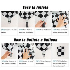 40 Inch Checkered Number 3 Balloon Black and White Checkered Large Foil Numbe…