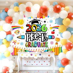 Preschool Graduation Backdrop Pre Kindergarten Congrats Grad Party Decoration 20