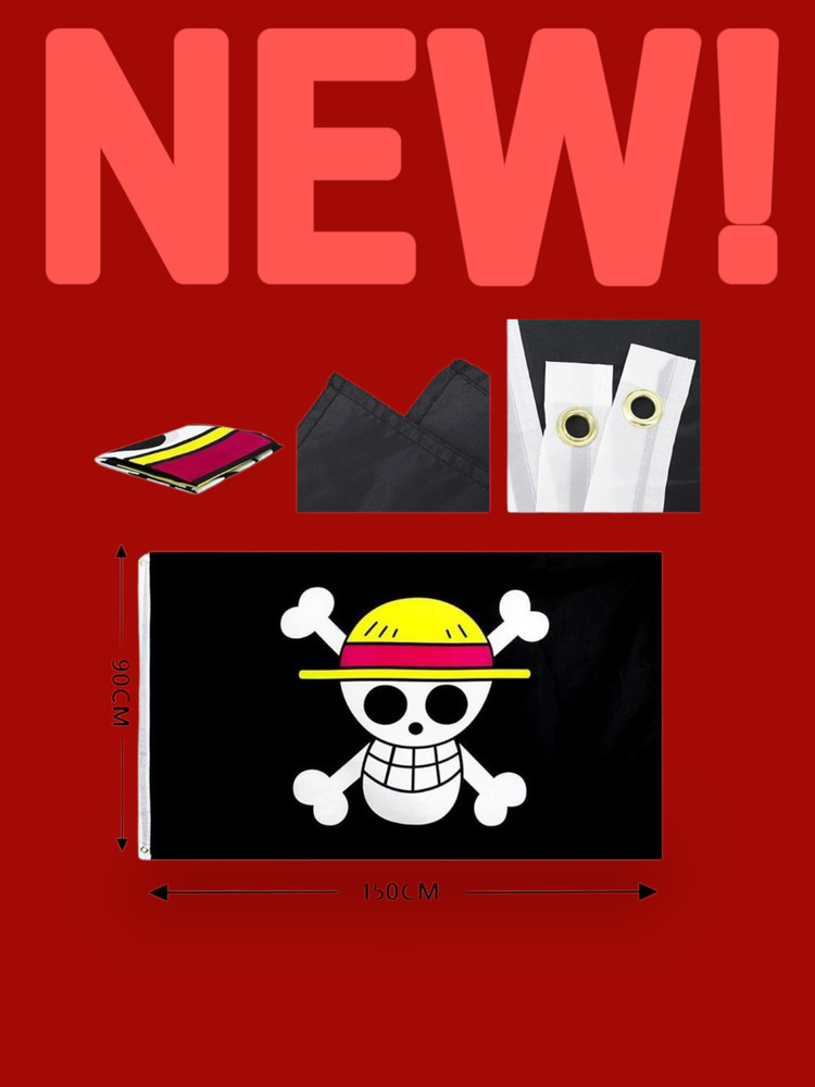 Luffy Flag – One Piece Luffy’s Straw Hat Pirate Flag High Quality 90×150
