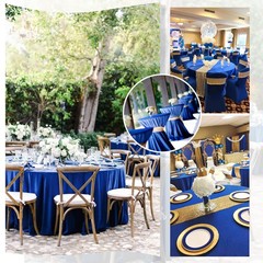 fani 8-Pack 90″ Round Tablecloth, Royal Blue Polyester Fabric Table Cloth