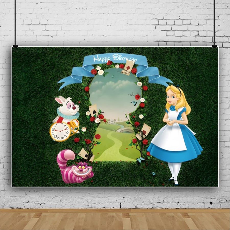 Alice in Wonderland Backdrop Tea Party Birthday Banner Decor Photo Background