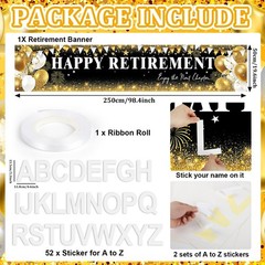 Happy Retirement Banner, Personalized Retire 99 x 20 inches, Gold