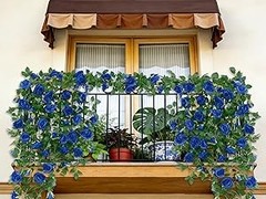 5 Pack Artificial Royal Blue Rose Vines Floral Garlands Total 32.5 Ft Fake Vine