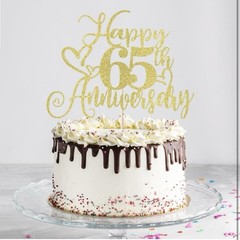 Happy 65th Birthday *Cake Topper* Cake Décor*Gold*