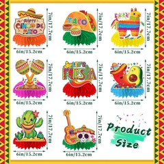 8PCS Cinco De Mayo Party Decorations, Mexican Fiesta Table Decorations Honeycomb