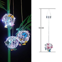 Solar Lighted Hanging Mesh Orb Solar Lighted with Colorful Butterflies,for Yard