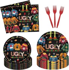 Christmas Ugly Sweater Disposable Tableware Set (Plates, Napkins, Forks)