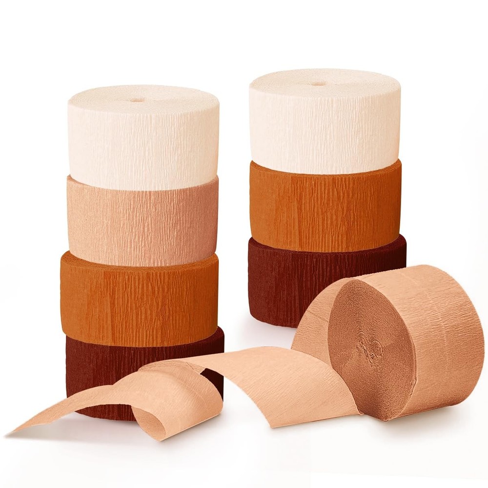 8 Rolls 82ft Rust Orange Brown Crepe Paper Streamers for Rustic Wedding