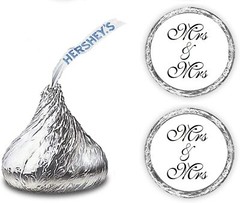 216 Mrs & Mrs Hershey Kiss Wedding Stickers, Labels Stickers CANDY NOT INCLUDED
