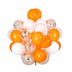 12 inch Orange and White Balloons,Orange and White Confetti Balloons for