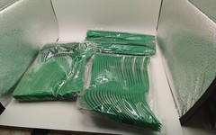 Green Gingham Plaid Party Tableware Set (Plates, Cups, Napkins, Utensils)