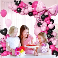 123pcs Pink and Black Balloon Arch Garland Kit with Hot Pink Light Pink Black…