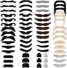 60Pcs Self Adhesive Fake Mustache 20 Styles Fake Beard Stick on Moustache Novel