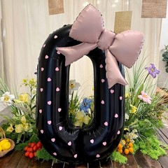 40 Inch Black Bow Numbers Balloon 0-9 Foil Mylar Large Number Balloon 2026 Gr…