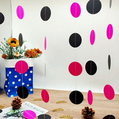 Hot Pink Black Circle Dots Party Garland Decoration Polka Dots Hanging Streamer