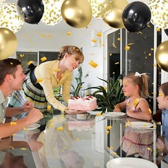 Black and Gold Confetti Balloons, 50 Pack Gold Metallic and Black Latex Ballo…