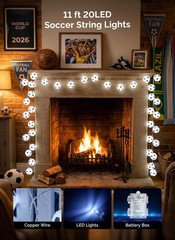 Brightown Soccer Ball String Lights, 20.8FT 40LEDs Light Up Soccer Balls Battery