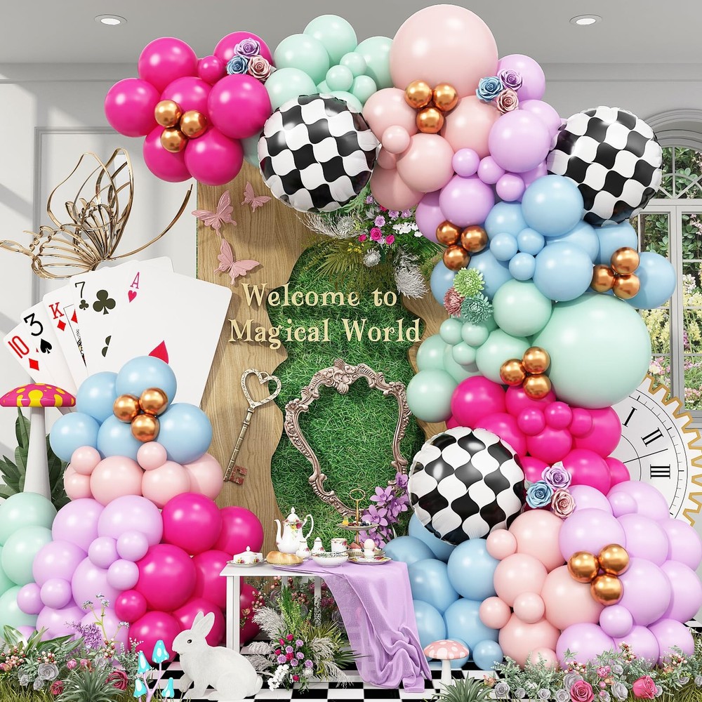 Pink Blue Green Balloons Garland Arch Kit, 125Pcs Pastel Pink Blue Purple Bal…