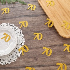 Number 70 Gold Glitter Confetti Birthday Anniversary Table Scatters Decorations
