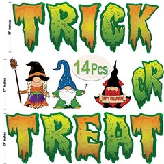 Halloween Yard Sign,(14 Pcs) Large 17″ Inch Tall Trick or Treat Gnomes Lawn