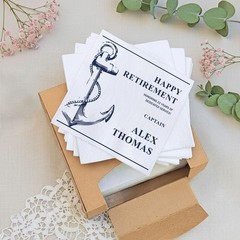 Custom Retirement Napkins Personalized Anchor Captain Party SATTNA0703