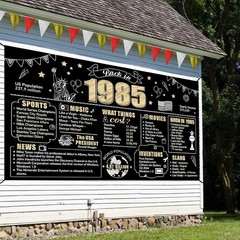 Eiurteao Large 40th Birthday Decorations Back in 1985 Banner Black Gold