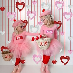 Valentines Day Hanging Decorations, Glitter Heart, Red, Pink, Silver, Wedding