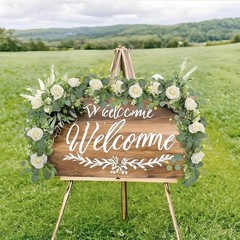2Pcs(13 Ft) Artificial Eucalyptus Flower Garland with White Rose Flowers,Faux