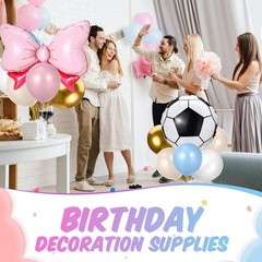 2 Sets Gender Reveal Soccer or Bows Party Decorations Goals or Bows Table Cen…
