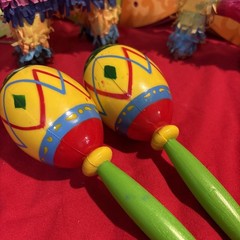 Mexican Party Decorations- 2 Mini Piñatas, 2 Maracas And 1 Banner