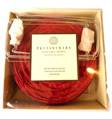 Pottery Barn 10 red round paper lanterns party supplies
