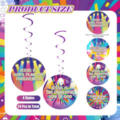 Relithick 24 Pack 2026 VBS Hanging Decorations Illumination Themed Spiral Swirl