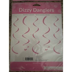 Creative Converting Dizzy Danglers Pink Hanging Swirl Decorations 18in 30ct Lot