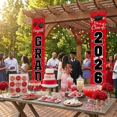 Graduation Decorations Class of 2026 Red – Porch Banner Door Sign for Front D…