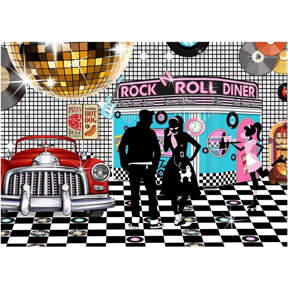 50s Rock N Roll Diner Backdrop Party Decoration Photography Background 7×5 feet