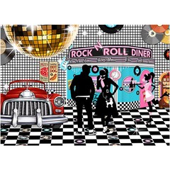 50s Rock N Roll Diner Backdrop Party Decoration Photography Background 7×5 feet